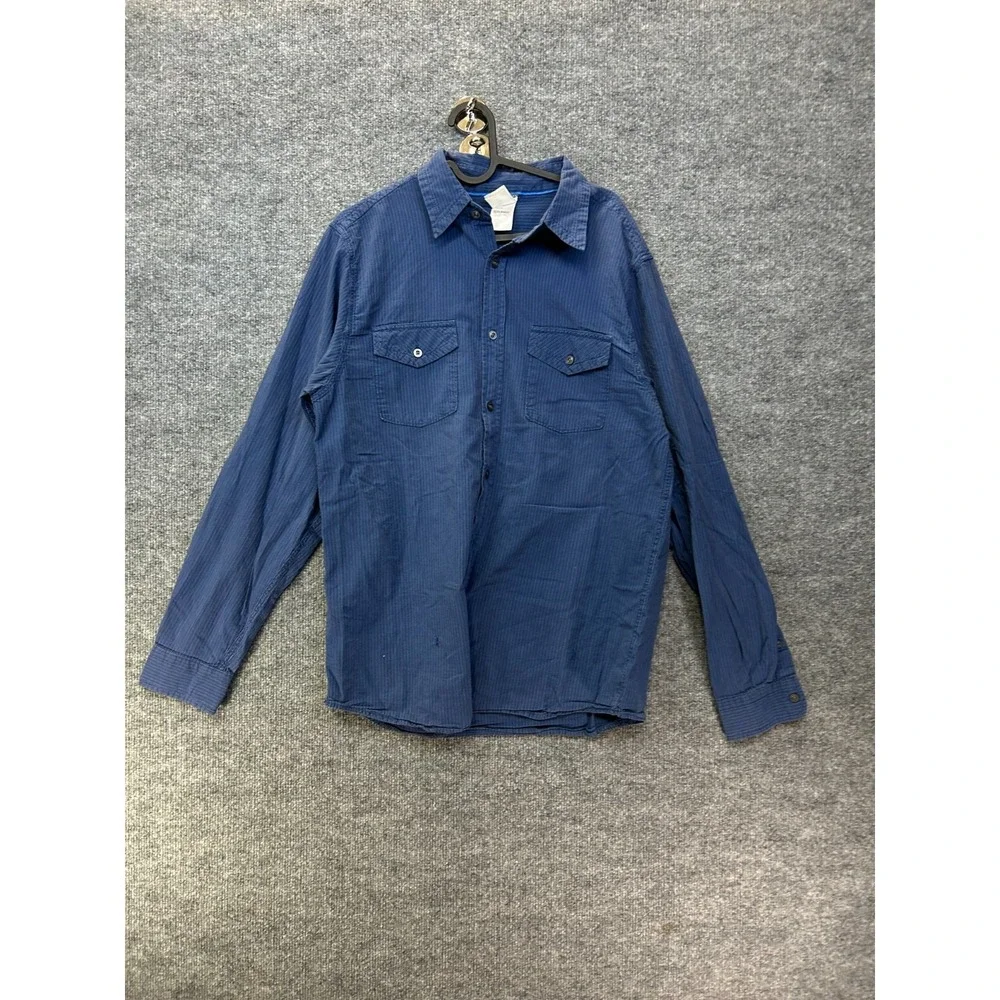 The North Face Button Up Shirt Men's Blue Textured Long Sleeve Casual  Medium